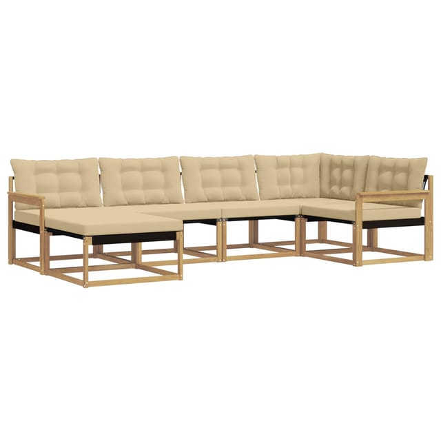 vidaXL Outdoor-Sofagarnitur mit Kissen 6 Stk Weiß und Beige 3388847