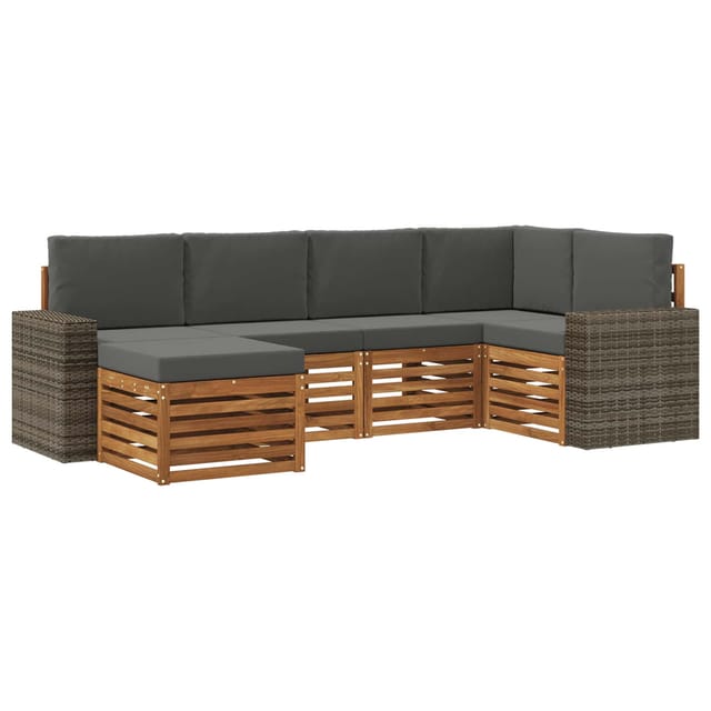 vidaXL Ecksofa Set mit Kissen 6 Stk Natur und Anthrazit 3384578