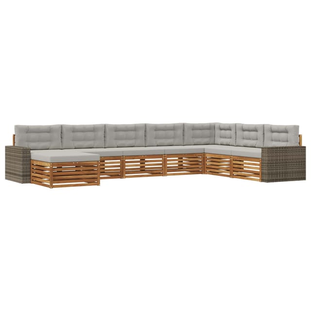 vidaXL Outdoor-Sofagarnitur mit Kissen 8 Stk Natur und Hellgrau 3383729