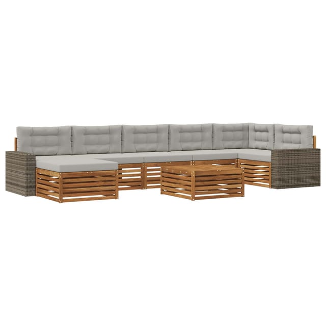 vidaXL Outdoor-Sofagarnitur mit Kissen 8 Stk Natur und Hellgrau 3383669