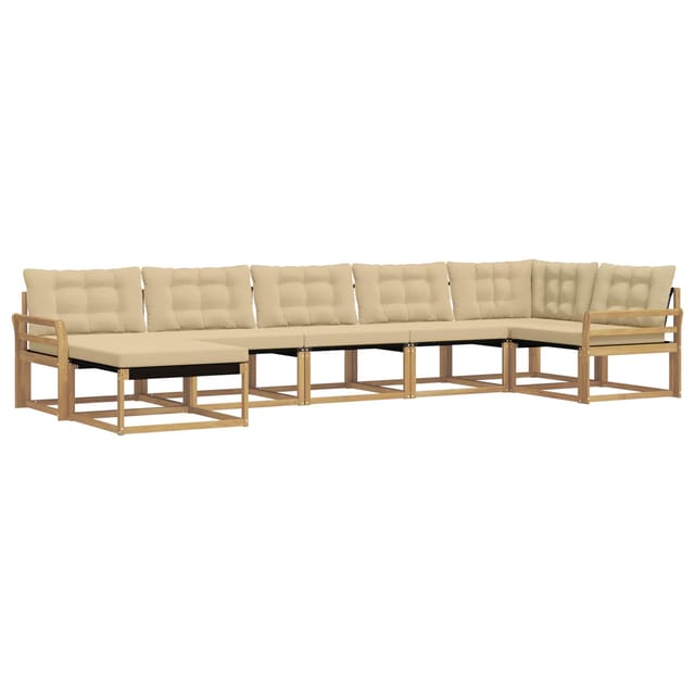 vidaXL Outdoor-Sofagarnitur mit Kissen 7 Stk Weiß und Beige 3388903