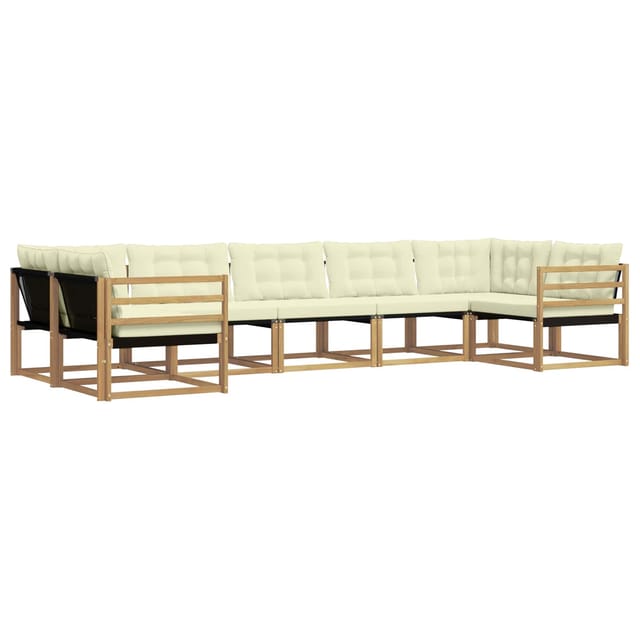 vidaXL Outdoor-Sofagarnitur mit Kissen 7 Stk Weiß und Creme 3389032