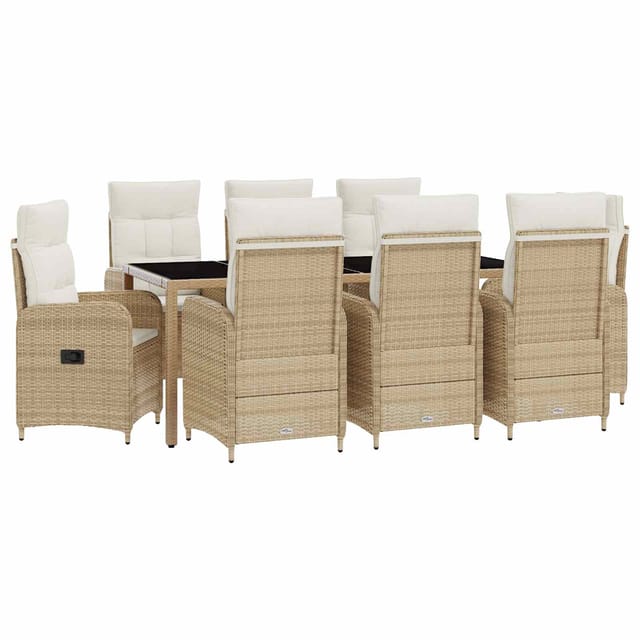 vidaXL Outdoortisch-Set 9 Stk Beige und Cremeweiß 190 x 90 x 75 cm 3422345