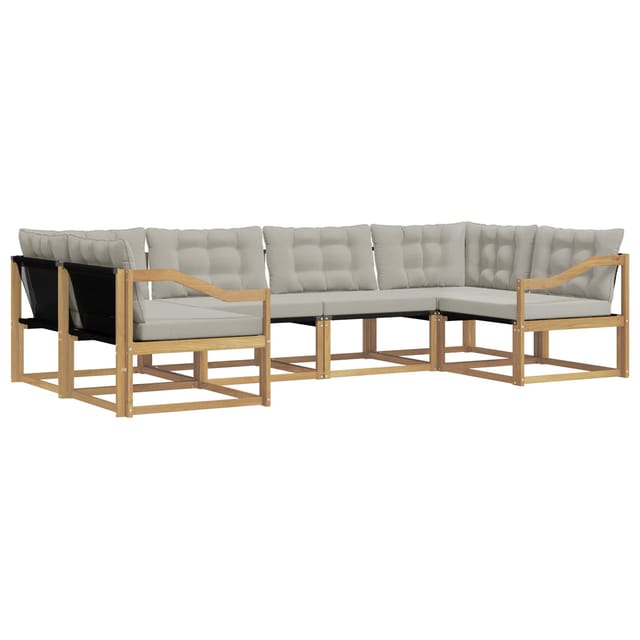 vidaXL Outdoor-Sofagarnitur mit Kissen 6 Stk Weiß und Hellgrau 3389029