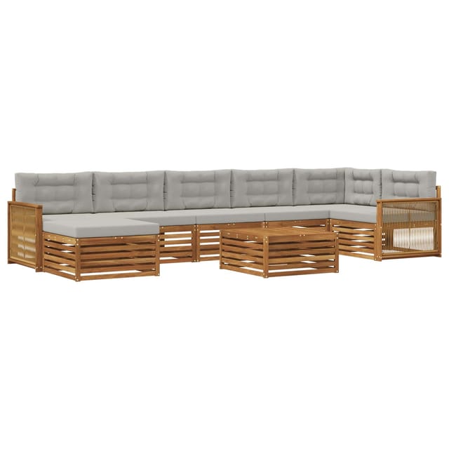 vidaXL Outdoor-Sofagarnitur mit Kissen 8 Stk Natur und Hellgrau 3383659