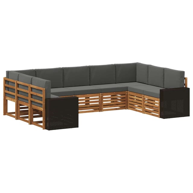 vidaXL Ecksofa Set mit Kissen 9 Stk Natur und Anthrazit Polyester 3384843