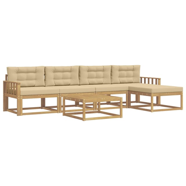 vidaXL Outdoor-Sofagarnitur 6 Stk Weiß und Beige 79 x 79 x 37 cm 3386337