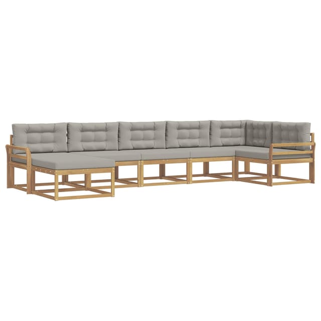 vidaXL Outdoor-Sofagarnitur mit Kissen 7 Stk Weiß und Hellgrau 3386760