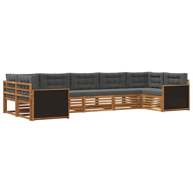 vidaXL Outdoor-Sofagarnitur mit Kissen 7 Stk Natur und Anthrazit 3383795
