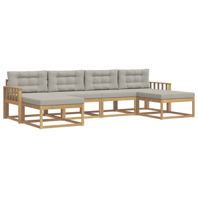 vidaXL Outdoor-Sofagarnitur mit Kissen 6 Stk Weiß und Hellgrau 3386825