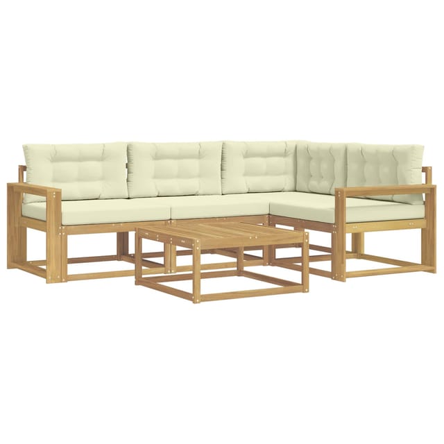vidaXL Outdoor-Sofagarnitur 5 Stk Weiß und Creme 79 x 79 x 37 cm 3386414