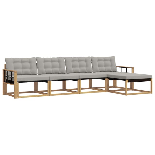 vidaXL Outdoor-Sofagarnitur mit Kissen 5 Stk Weiß und Hellgrau 3388593