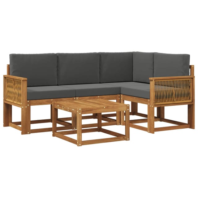 vidaXL Outdoor-Sofagarnitur 5 Stk Natur und Anthrazit Polyester 3385198