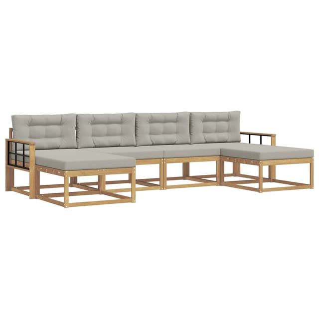 vidaXL Outdoor-Sofagarnitur mit Kissen 6 Stk Weiß und Hellgrau 3386840