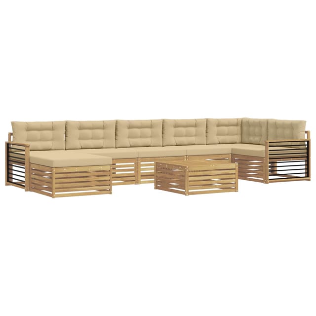 vidaXL Outdoor-Sofagarnitur mit Kissen 8 Stk Weiß und Beige 3390898