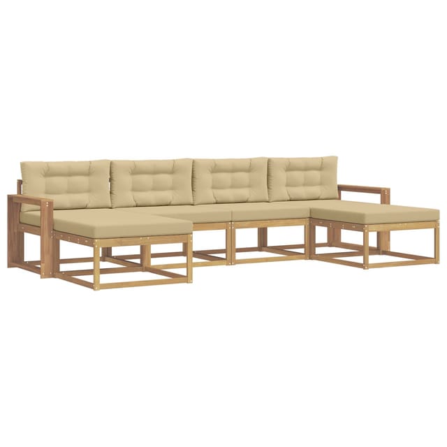 vidaXL Outdoor-Sofagarnitur mit Kissen 6 Stk Weiß und Beige 3386837