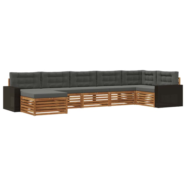 vidaXL Outdoor-Sofagarnitur mit Kissen 7 Stk Natur und Anthrazit 3383635