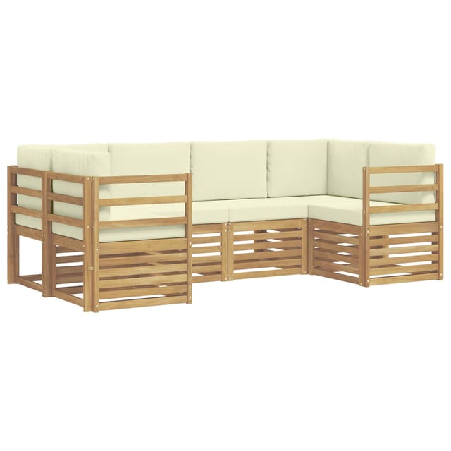 vidaXL Ecksofa Set mit Kissen 6 Stk Weiß und Creme Polyester 3392375