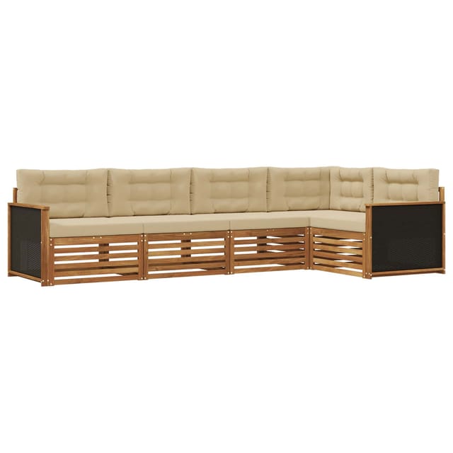 vidaXL Outdoor-Sofagarnitur 5 Stk Natur und Beige 323 x 164,5 x 73 cm 3383346