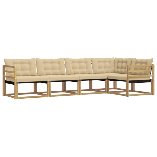 vidaXL Outdoor-Sofagarnitur mit Kissen 5 Stk Weiß und Beige 3388675