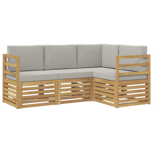 vidaXL Sofagarnituren 4 Stk Weiß und Hellgrau 185,5 x 126,5 x 73 cm 3391736