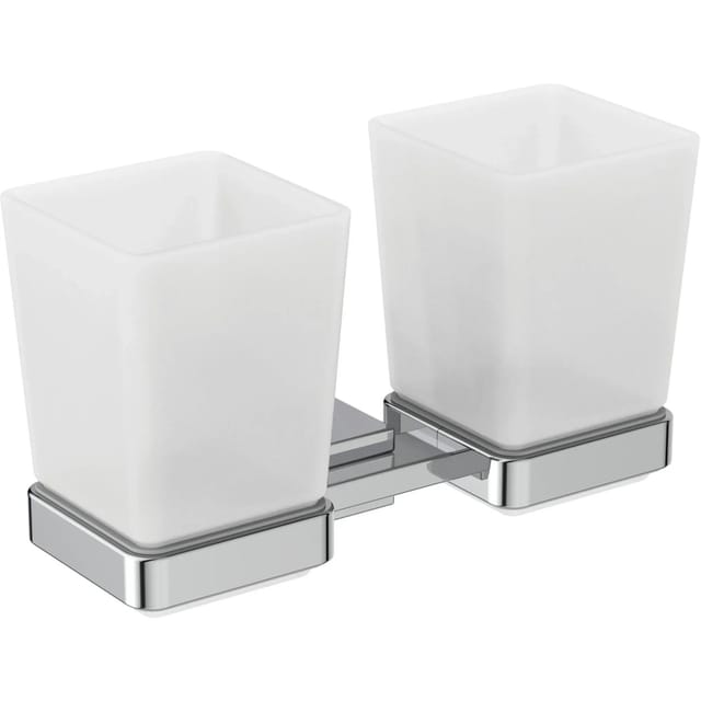 Ideal Standard 2 Mundgläser IOM Cube aus Satiniertem Glas/ Chrom