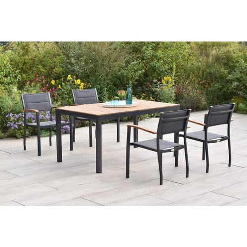Merxx Paxos Set 5-tlg. 4 Stapelsessel Gartentisch 150 x 90 cm