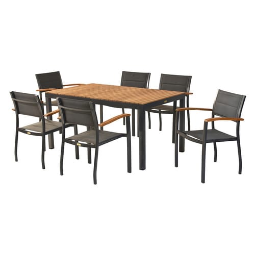 Merxx Paxos Set 7-tlg. 6 Stapelsessel Gartentisch 150 x 90 cm