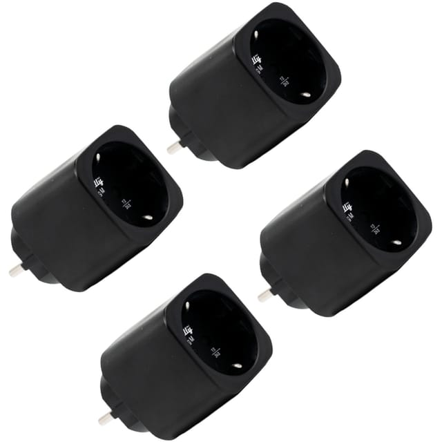 Shelly Plug &amp; Play Plug M Gen3 Black 4er Set Smarter Zwischenstecker 13A Messfunktion WLAN BT schwarz