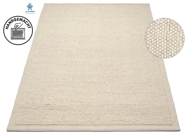 OTTO home Wolly Rahmen, handgewebt, Wolle, rechteckig, Höhe: 14 mm, einfarbig, Teppich, Wohnzimmer, Schlafzimmer, Esszimmer