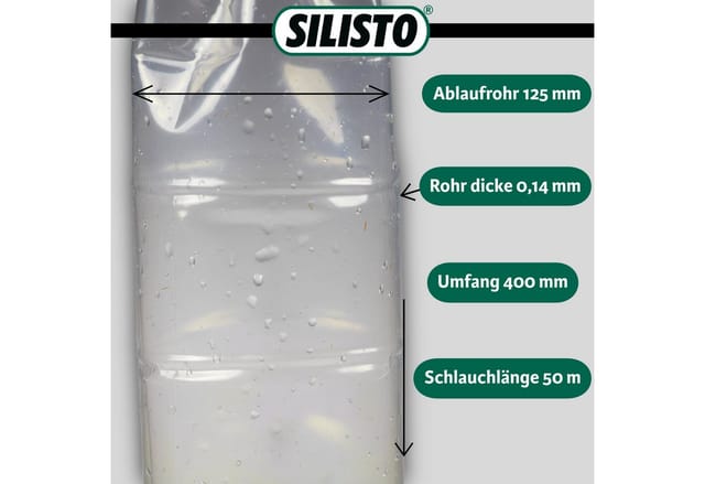 Silisto Regenfallrohr Fallrohrprovisorium 50m für Ablaufrohre bis Ø 125 mm, (1-tlg), Universeller Einsatz für Ablaufrohre, Fallrohr Schlauch