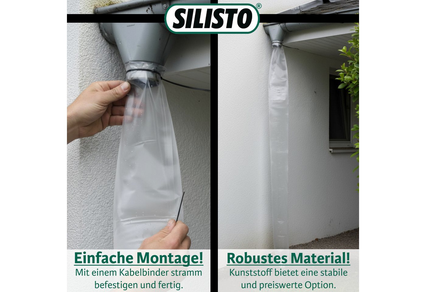 Silisto Regenfallrohr Fallrohrprovisorium 50m für Ablaufrohre bis Ø 125 mm, (1-tlg), Universeller Einsatz für Ablaufrohre, Fallrohr Schlauch Bild 4