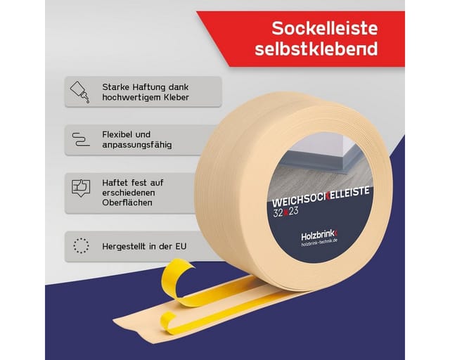 HOLZBRINK HOLZBRINK selbstklebend PVC 32x23mm, 1 m, L: 100 cm, 1m Rolle, Küchenleiste Abschlussleiste für Badezimmer Farbe: Kiefer