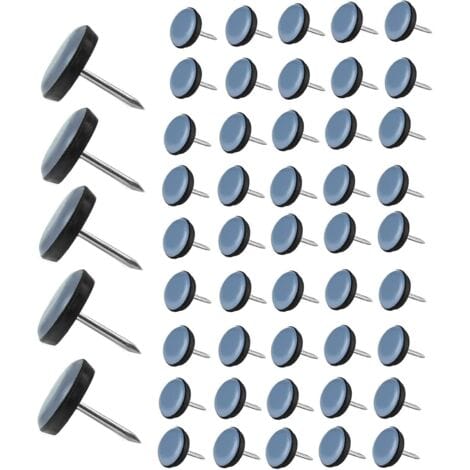 50 Stuhlgleiter, Rund 19 Mm, Stahlnagel 16,5 Mm, Teflon Ptfe, Für Tisch, Schreibtisch, Sofa