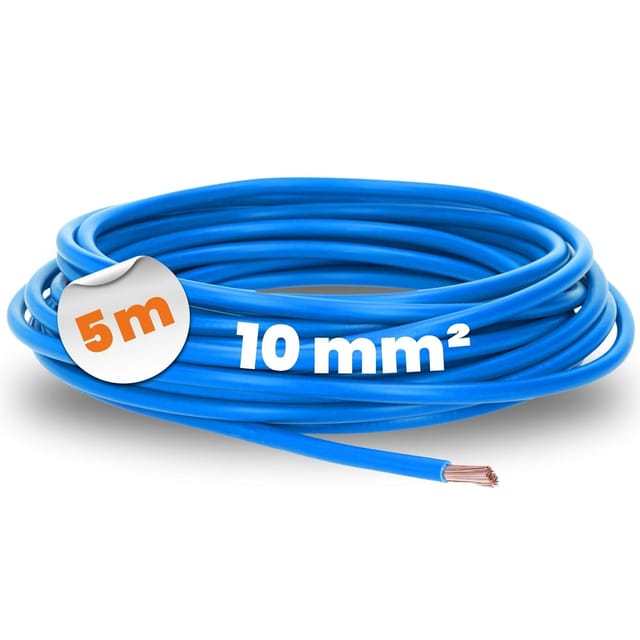 H07v-k 10 Mm² Blaues Elektrokabel, Flexibler, Verzinnter Kupferdraht, Zur Verlegung In Schutzrohren, Für Trockene Innenräume