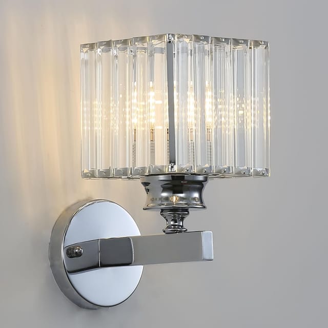 Kristall-wandleuchte – 1 Stück – Silbernes Metall – E27-fassung – Wohnzimmer, Schlafzimmer, Flur – Quadratisch