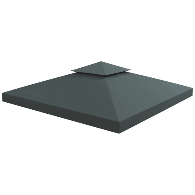 Ersatzdach Für Gartenpavillons, 3 X 3 M, Wasserdicht, Doppeldach Mit Ablauflöchern, Anthrazitgrau