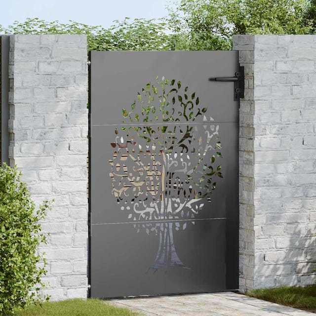 Gartentor Schwarz 85 X 150 Cm Pulverbeschichteter Stahl