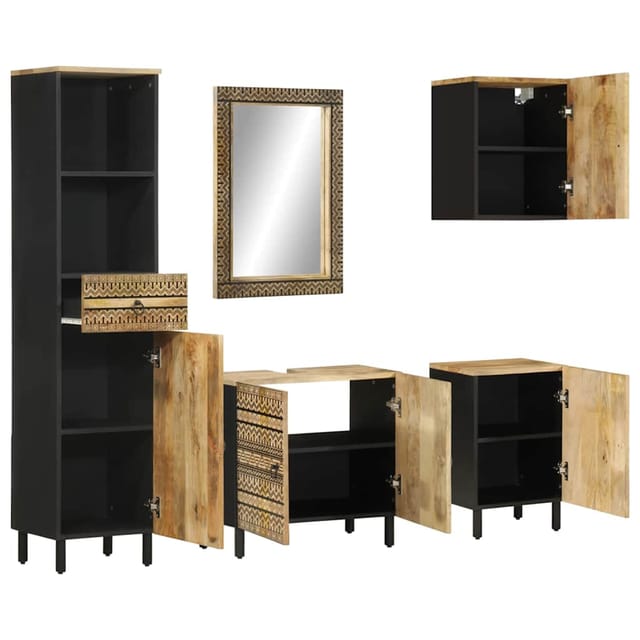 Maison Exclusive - 5-tlg. Badmöbel-set Massivholz Mango