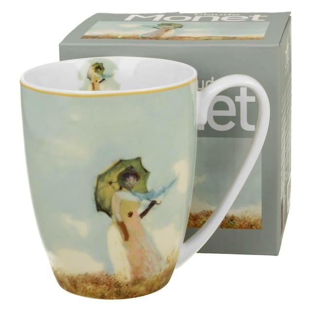Klassischer Monet-becher Mit Frau Und Regenschirm