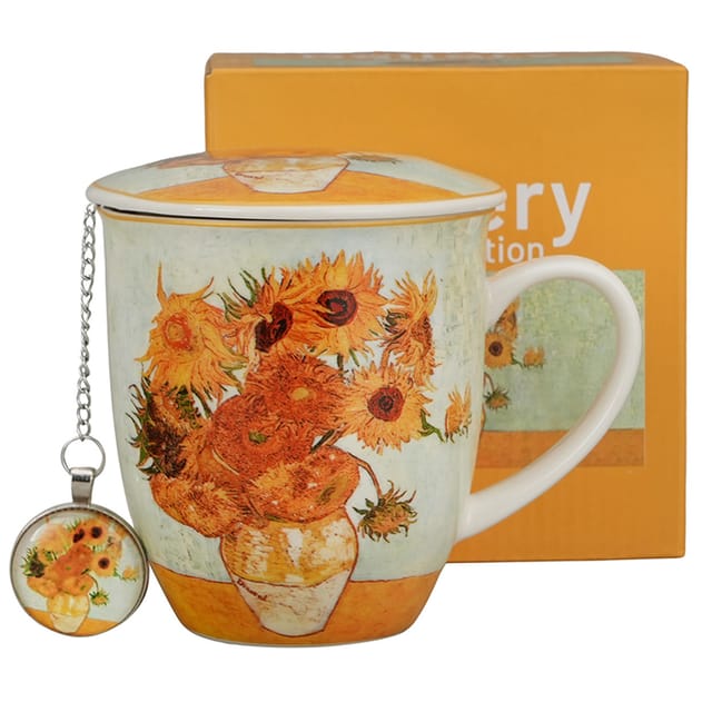Sonnenblumen Van Gogh 400 Ml Becher Mit Teesieb Und Anhänger