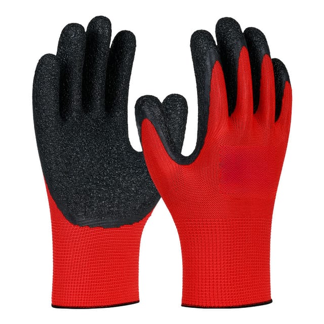 12 Paar Sicherheitsarbeitshandschuhe, Polyesterhandschuhe, Schwarze Schutzschicht, Abriebfest, Dick Und Rutschfest, Schutzhandschuhe, Geeignet Für Lagerarbeiten, Atmungsaktiv Und Leicht, Geeignet Für