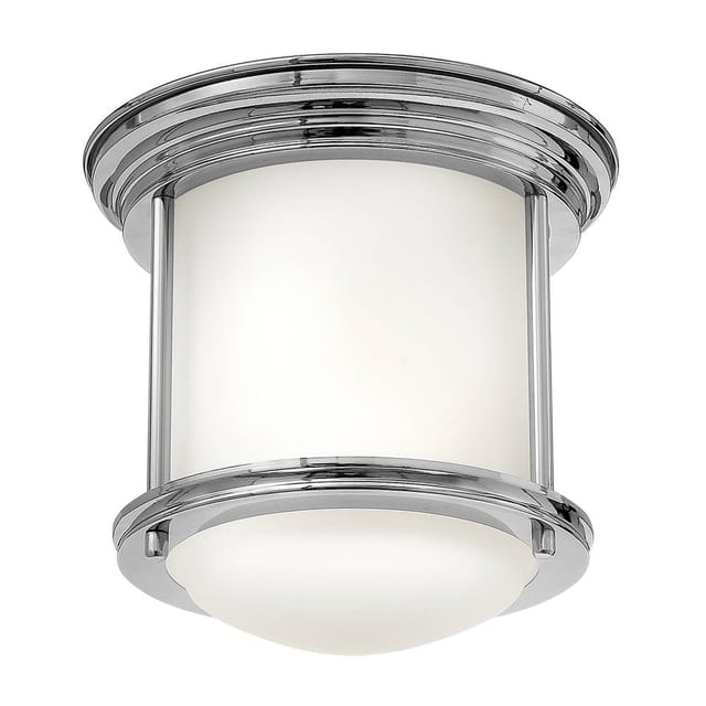 Hadrian Hinkley 1 Light Flush Mount Chrom Mit Opalglas Ip44