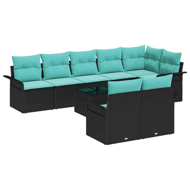 Gartensofa-set Mit Speicher 9 Pcs Schwarz Poly-rattan Vidaxl