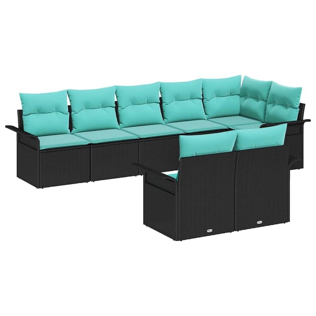 Gartensofa-set Mit Speicher 8 Pcs Schwarz Poly-rattan Vidaxl