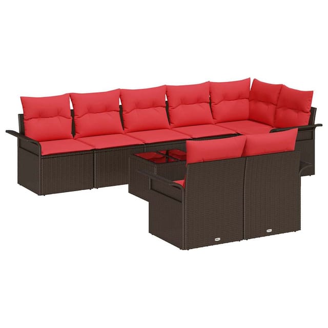 Gartensofa-set Mit Speicher 9 Pcs Braun Poly-rattan Vidaxl