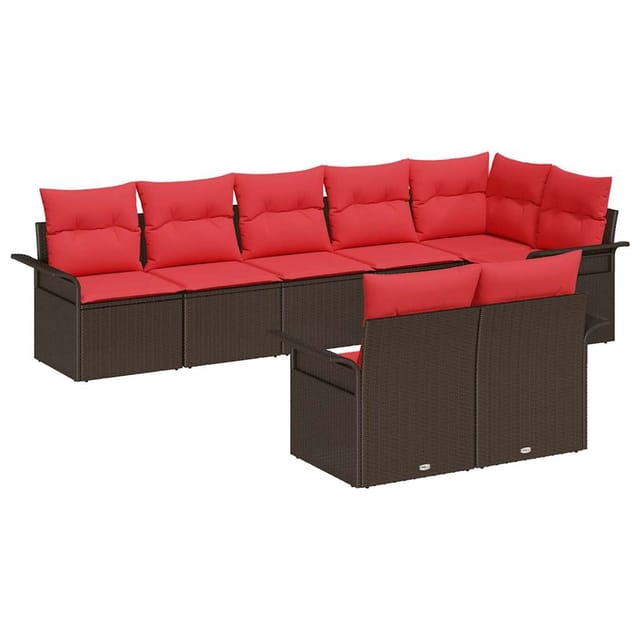 Gartensofa-set Mit Speicher 8 Pcs Braun Poly-rattan Vidaxl