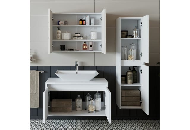 Roomart Atlantic-85 Bad-set 4-tlg 85 Cm Breit, Weiß-eiche