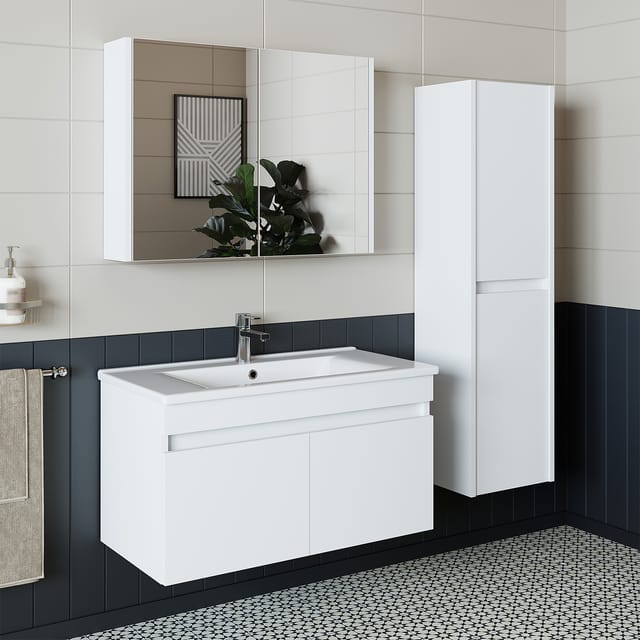 Roomart Atria-85 Badmöbel-set 4-tlg 85 Cm Breit, Weiß