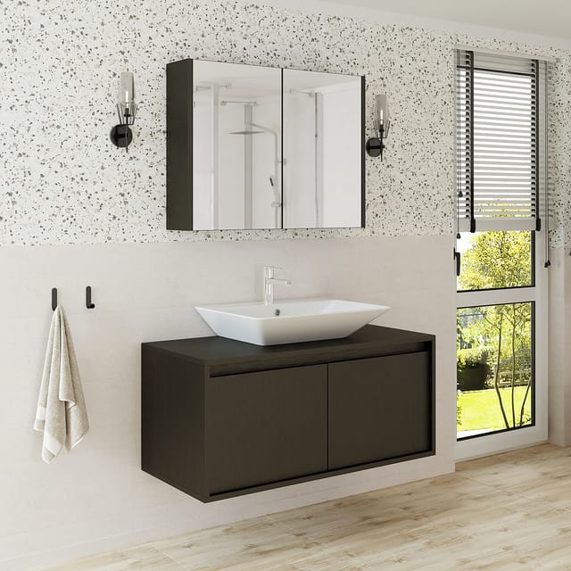 Roomart Atlantic-100 Bad-set 3-tlg 100 Cm Breit, Schwarz-eiche